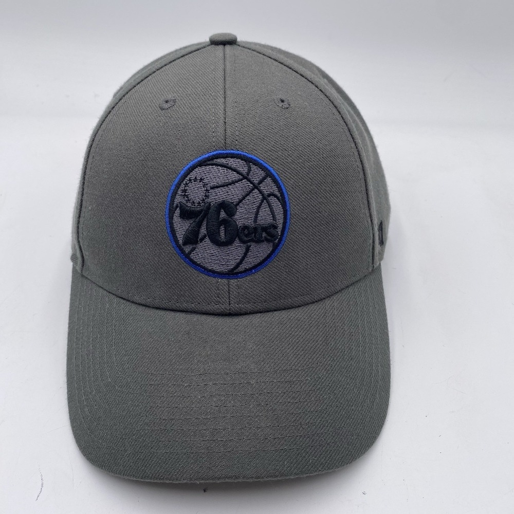Philadelphia 76ers Hat 47 Brand MVP Gray Strapback Adjustable Black Cleaned - Picture 2 of 11